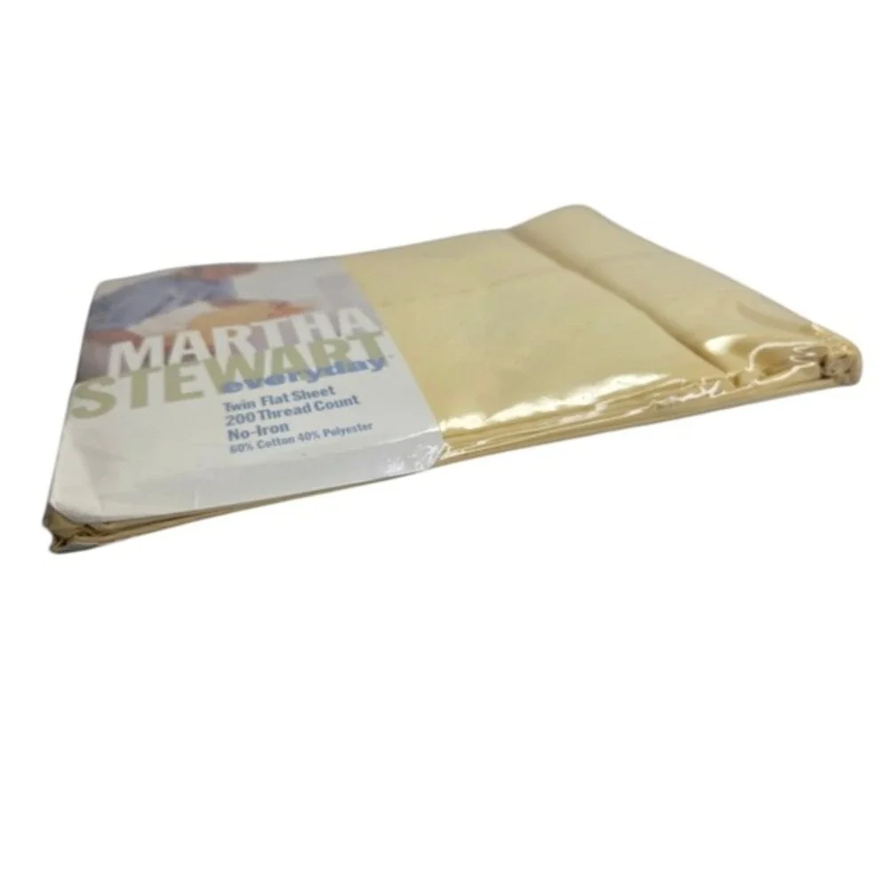 Martha‎ Stewart Twin Flat Bed Sheet Yellow Cottagecore Cotton Blend Vtg New